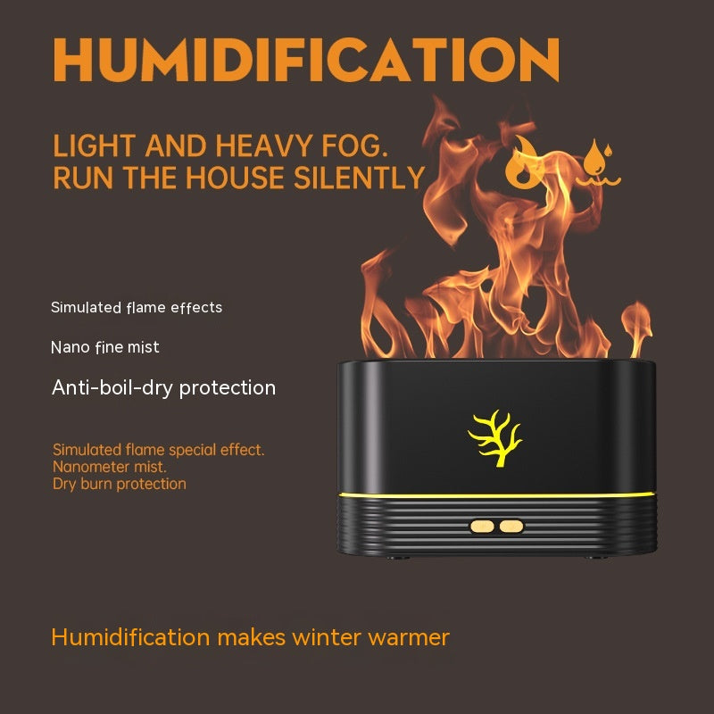 Humidificador de llama USB con temporizador inteligente, difusor de aroma eléctrico LED, lámpara de noche con simulación de fuego para decoración del hogar