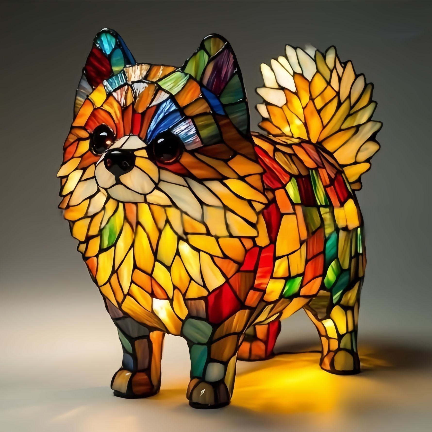 Lámpara decorativa de perro extraño y colorido de resina