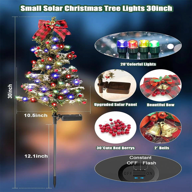 Decoración navideña impermeable para exteriores, árbol de Navidad solar con 2 modos, estaca de jardín, luz de sendero navideño para decoración de jardín y patio.