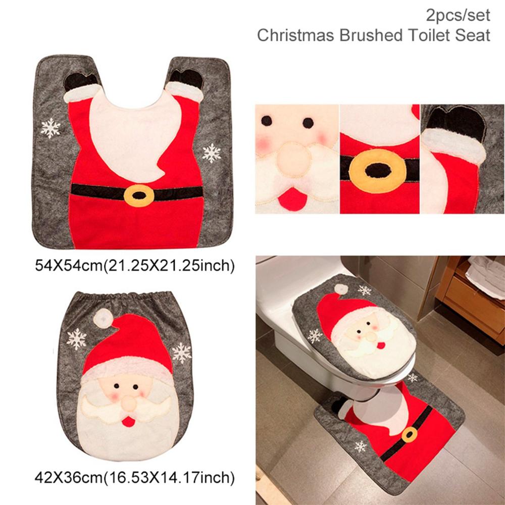 Feliz Navidad Cortina de baño Papá Noel Asiento de inodoro Decoraciones de Navidad