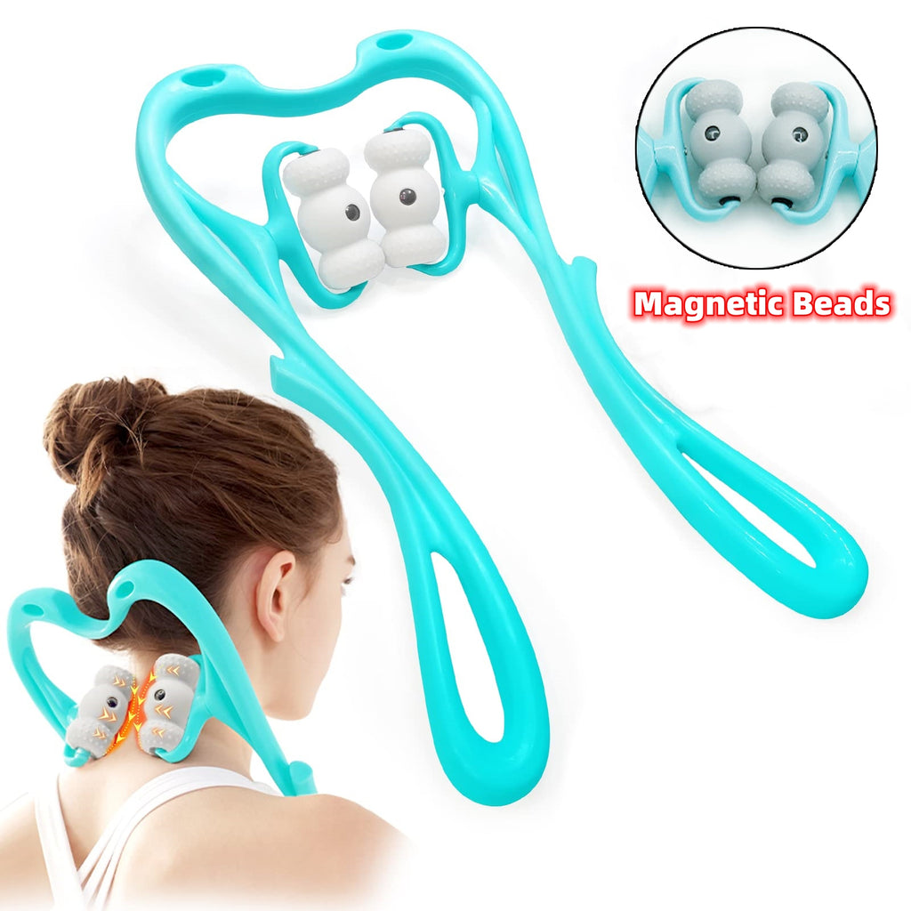 Masajeador de cuello para alivio del dolor, tejido profundo, rodillo de cuello de 360 grados con 96 puntos de presión, rodillo de masaje Neckbud para cuello, hombros, cintura, piernas, pies, herramienta relajante de mano