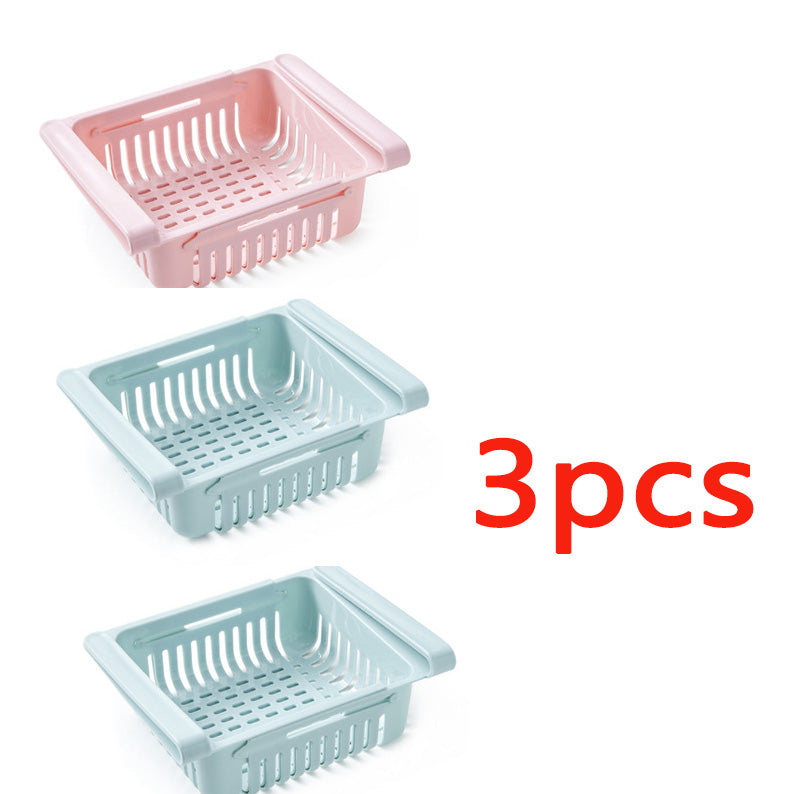 Cesta organizadora extensible para frigorífico, caja de almacenamiento multifunción para frigorífico de cocina