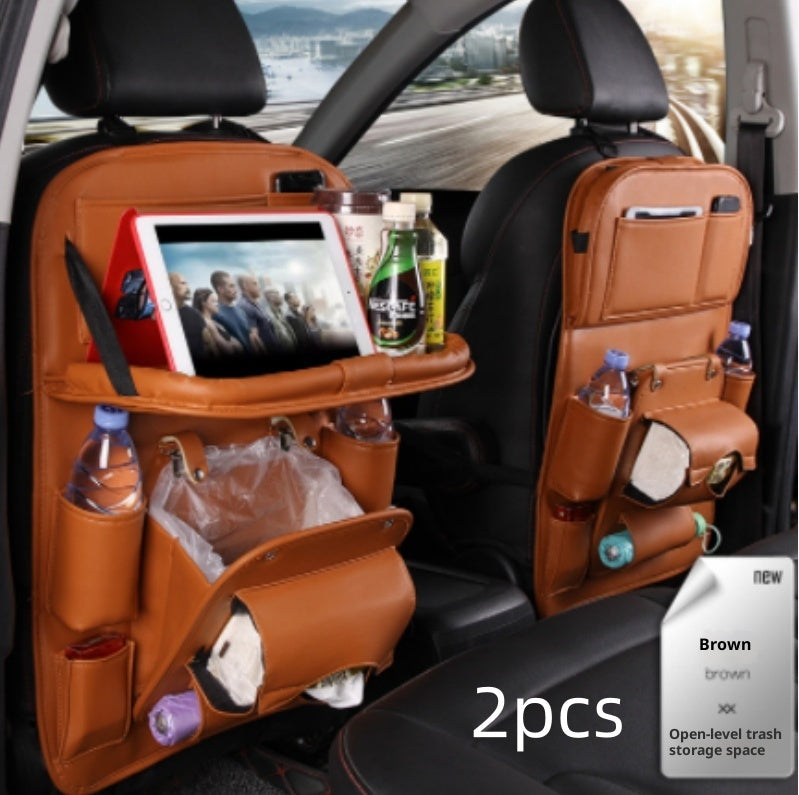 Bolsa de almacenamiento para coche de cuero PU, bandeja multifunción para asiento trasero, bolsa colgante, organizador de coche impermeable, accesorios de interior de automoción