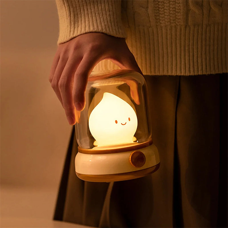 Lámpara de noche pequeña retro para dormitorio, mini lámpara de noche LED de escritorio, bonita, creativa, recargable por USB, portátil, de dibujos animados, para mesa de café, bar, hotel, dormitorio, decoración del hogar