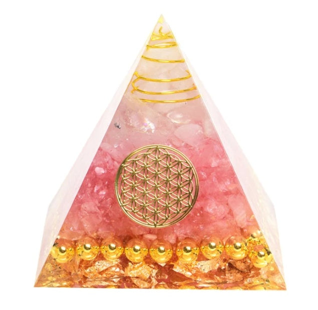 Torre de Energía de Grava de Cristal Natural con Decoración de Pirámide