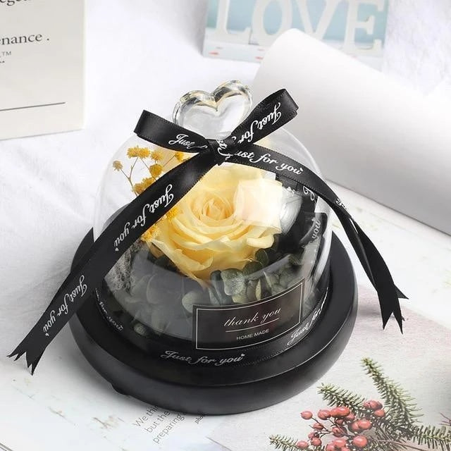 Día de San Valentín Navidad Flores Secas Para Decoración del Hogar Regalos de Boda Flores Secas Rosa Eterna Real Decoración del Hogar con LED en Cristal