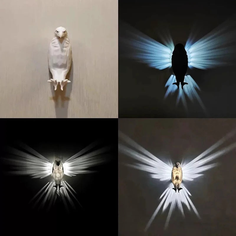 Lámpara de pared creativa moderna con forma de pájaro (búho, águila), proyector de atmósfera, aplique de luz con cuerpo de impresión 3D, iluminación animal, lustre, decoración del hogar