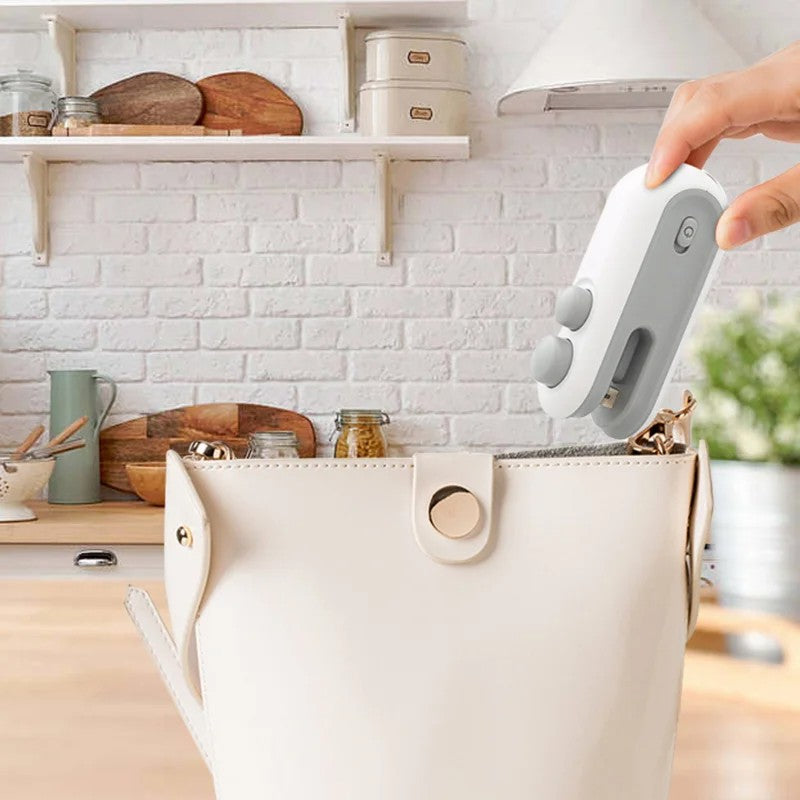 Máquina Selladora al Vacío de Bolsas de Patatas Fritas, Sellador Térmico Manual al Vacío, Sellador Térmico Portátil Recargable por USB para Almacenamiento de Alimentos, Clip para Bolsas, Gadgets de Cocina