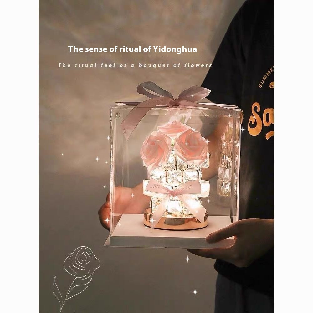 Lámpara de mesa ambiental 520 Gift Rose Cube