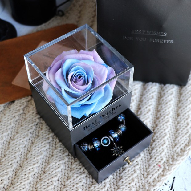 Caja de Joyas de Rosa Eterna para Regalos de Cumpleaños, Día de San Valentín, Regalo de Boda