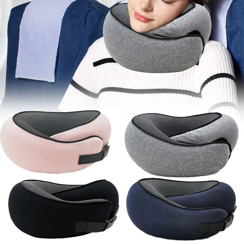 Almohada de viaje para el cuello de espuma viscoelástica suave, en forma de U, soporte ajustable, para dormir cómodamente en avión, coche, oficina, para la siesta