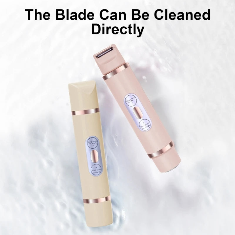 Depiladora eléctrica de doble cabezal, indolora para mujer, dispositivo de depilación para bikini, recortador automático de vello en axilas, rostro, labios y piernas