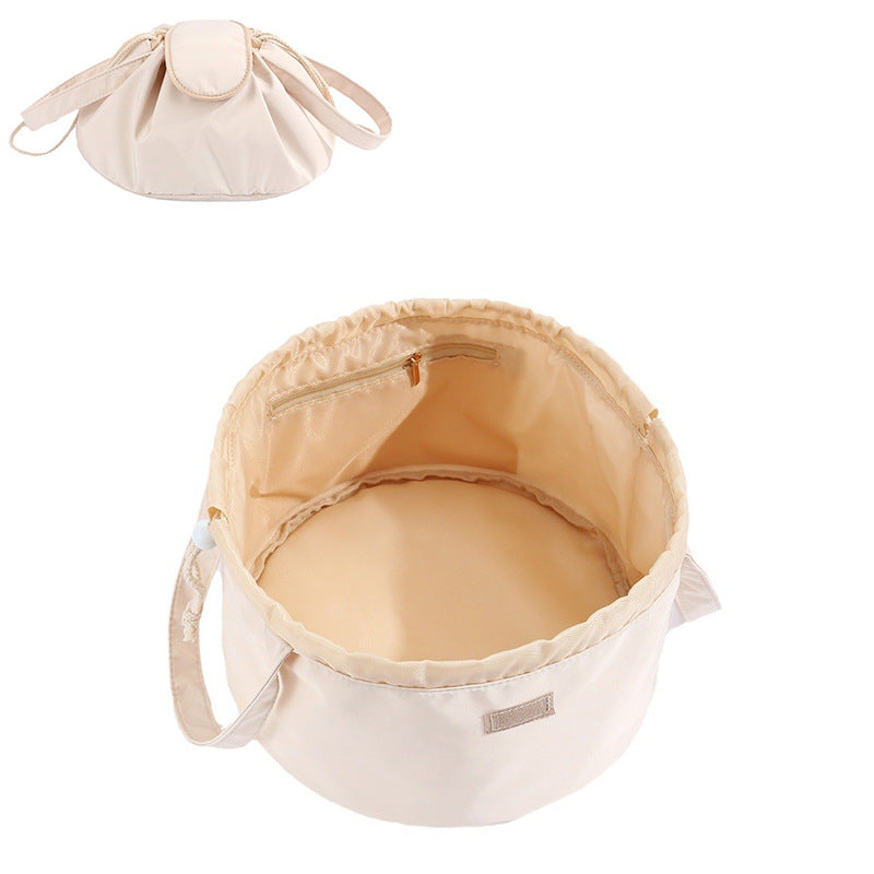 Neceser de Maquillaje con Cordón tipo Barril de Gran Capacidad para Mujer, Organizador de Artículos de Tocador, Bolsa de Almacenamiento de Viaje para Dama