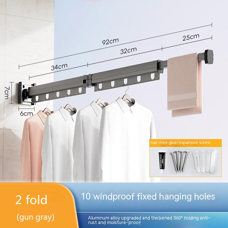 Perchero plegable con ventosa para ropa, balcón, aluminio, tendedero retráctil, sin perforaciones