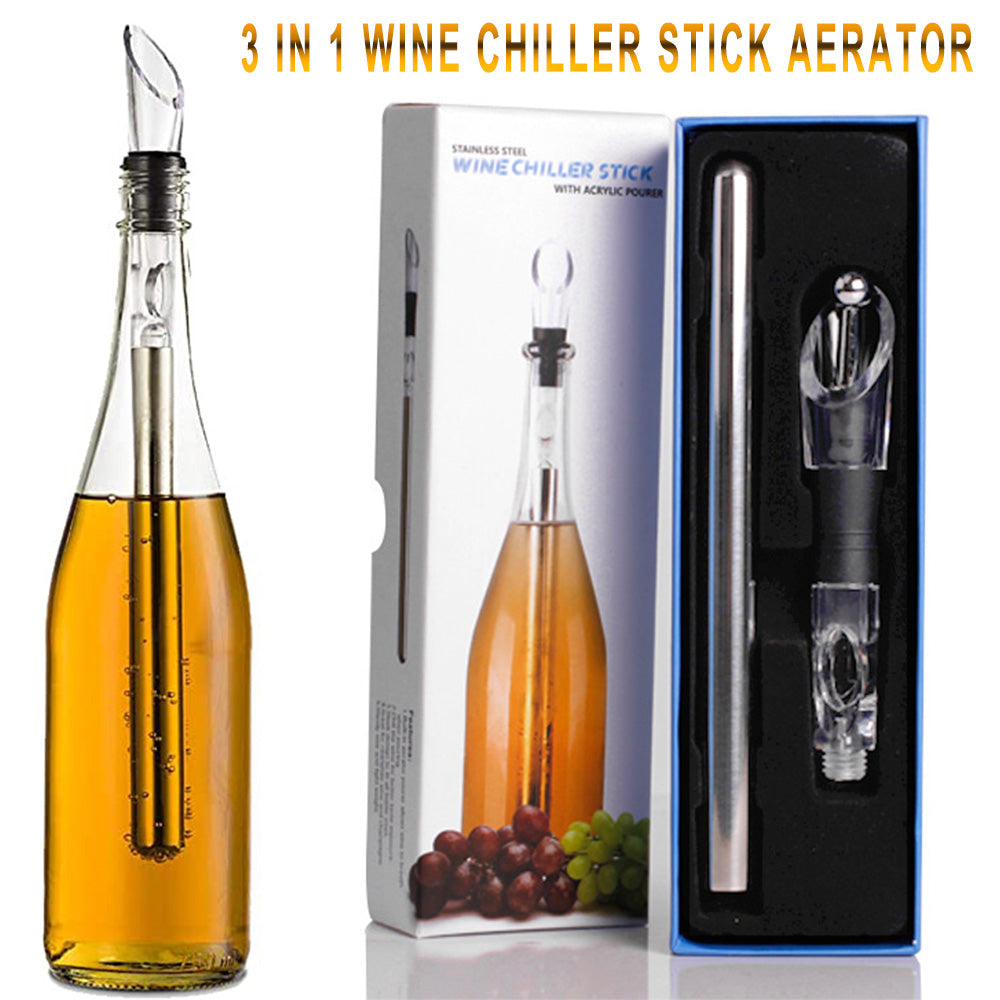 Barra enfriadora de botellas de vino de acero inoxidable, varilla enfriadora de vino a prueba de fugas, enfriador de vino, cerveza, bebidas, barra de herramientas para congelar