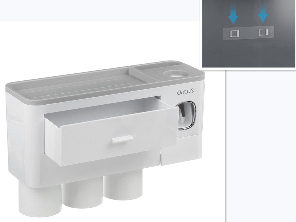 Estante de almacenamiento de un solo cajón magnético para cepillos de dientes, sin marcas, con exprimidor de pasta de dientes, juego de artículos de tocador