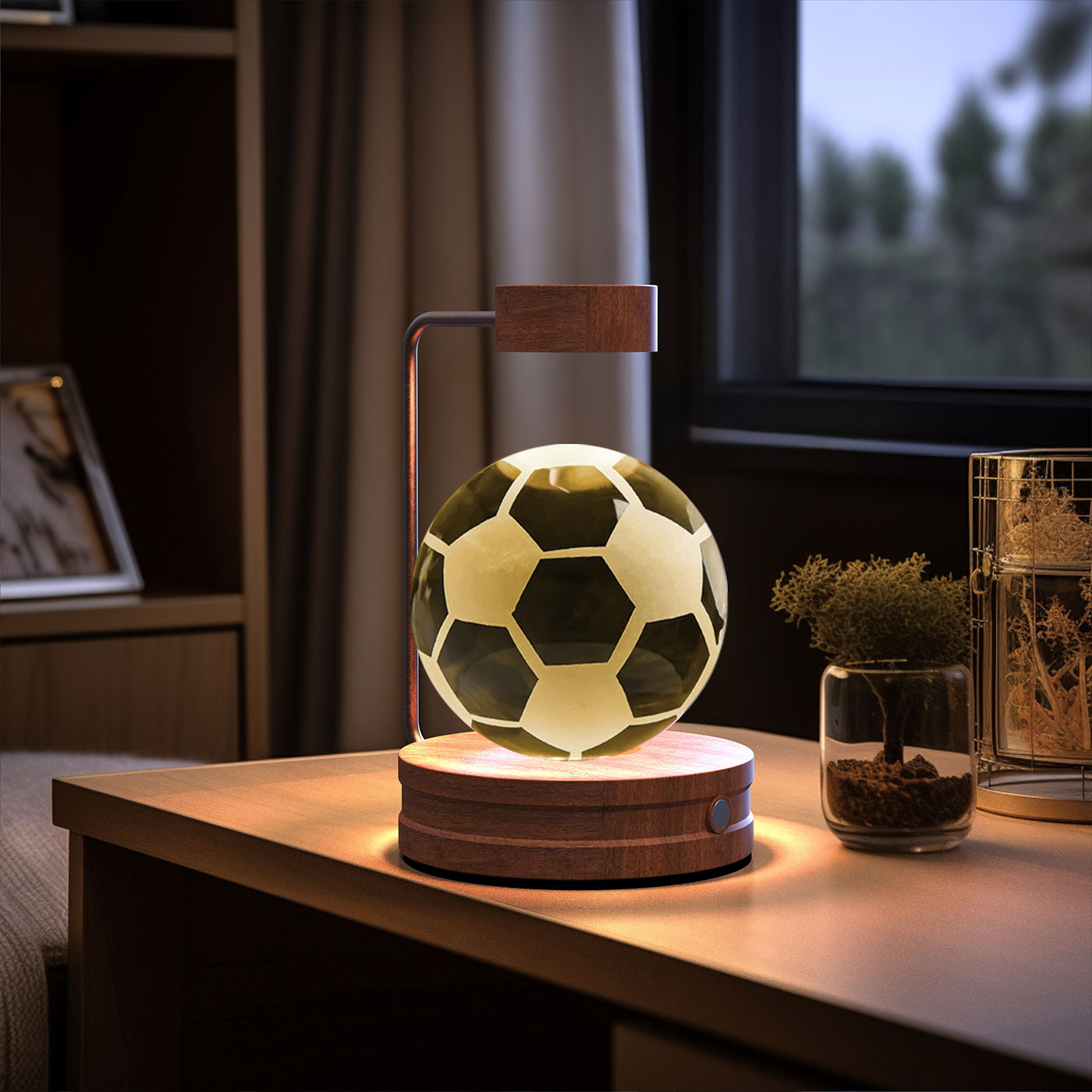 Luz de noche de bola de cristal con dinosaurio cósmico para interior, USB, luz cálida para mesita de noche, regalo de cumpleaños