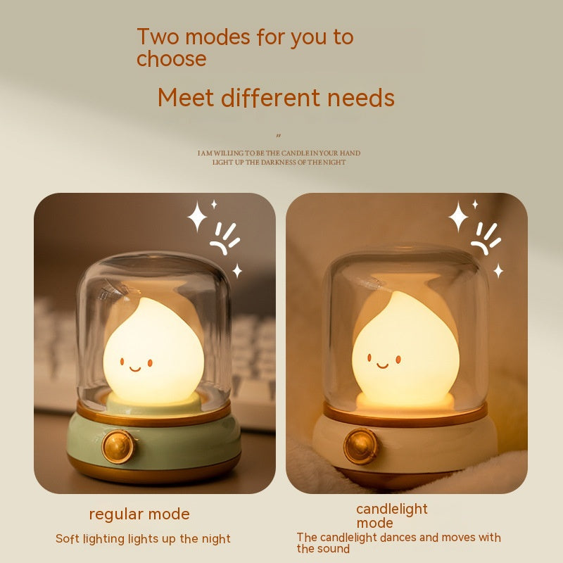Lámpara de noche pequeña retro para dormitorio, mini lámpara de noche LED de escritorio, bonita, creativa, recargable por USB, portátil, de dibujos animados, para mesa de café, bar, hotel, dormitorio, decoración del hogar