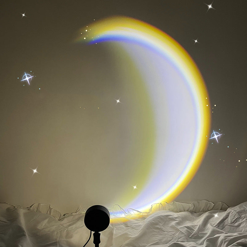 INS Lámpara Luna USB LED Arcoíris Neón Luz Nocturna Atardecer Proyector Fotografía Iluminación Ambiente de Pared Para Dormitorio Decoración del Hogar
