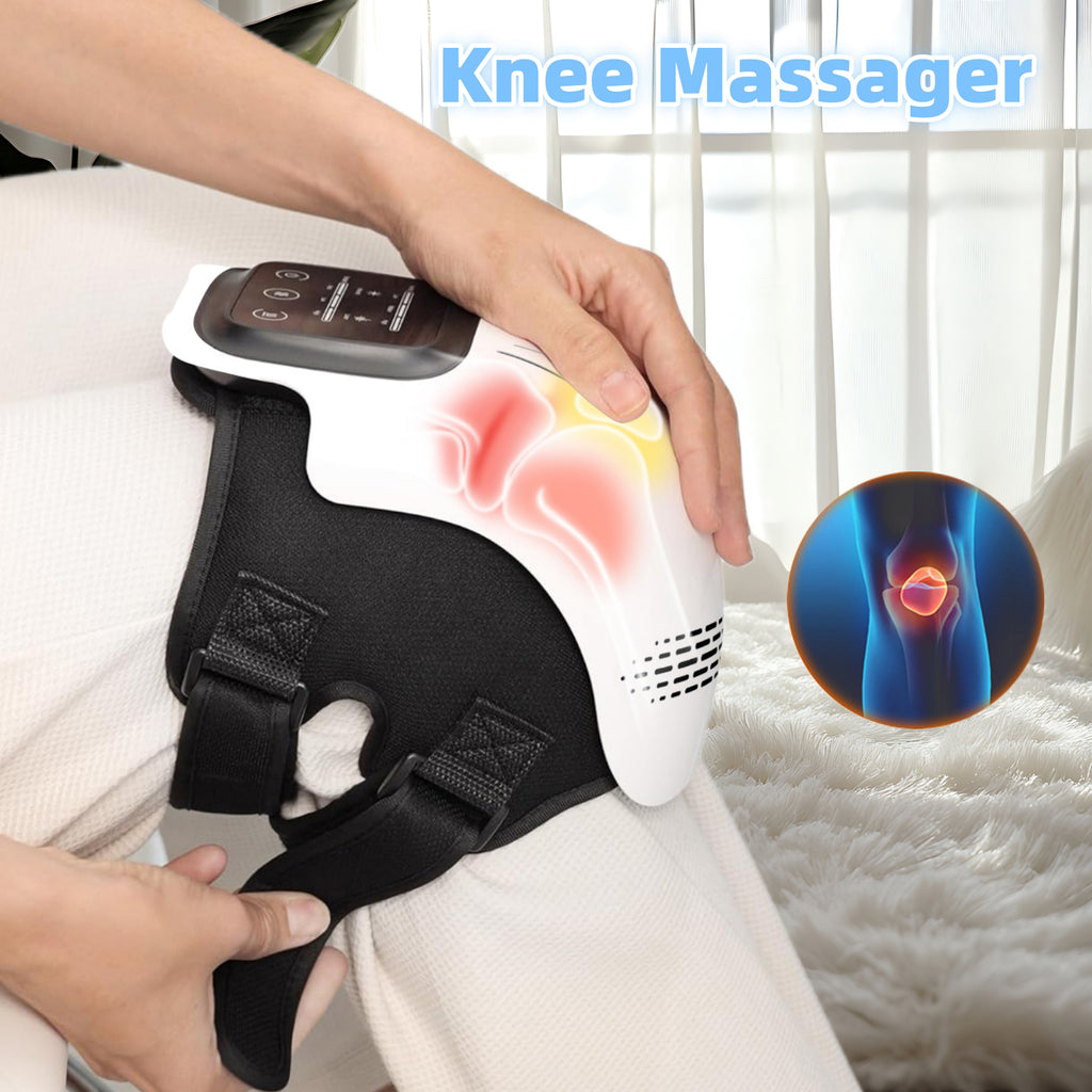 Masajeador de Rodilla Inteligente Eléctrico para Uso Doméstico, Masajeador de Rodilla Recargable con Calefacción, Láser Infrarrojo y Vibración para Alivio del Dolor