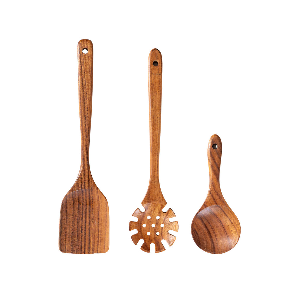 Chinese Elm Wooden Spatula Non-Stick Cookware Set