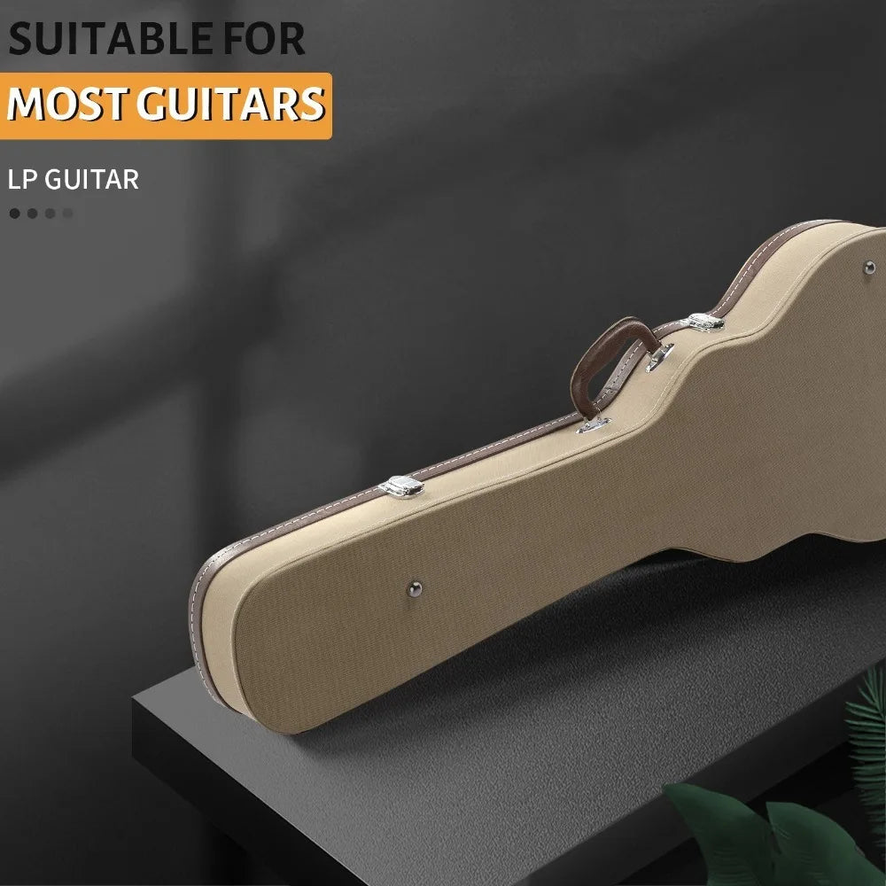 Guitarra eléctrica de estilo LP, de madera, con estuche rígido y cierre de seguridad