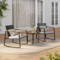 Juego de Bistró de Patio Mecedor de 3 Piezas con Apoyabrazos Anti-Quemaduras, Muebles de Patio de Ratán para Exteriores con Mesa de Cristal y Cojines