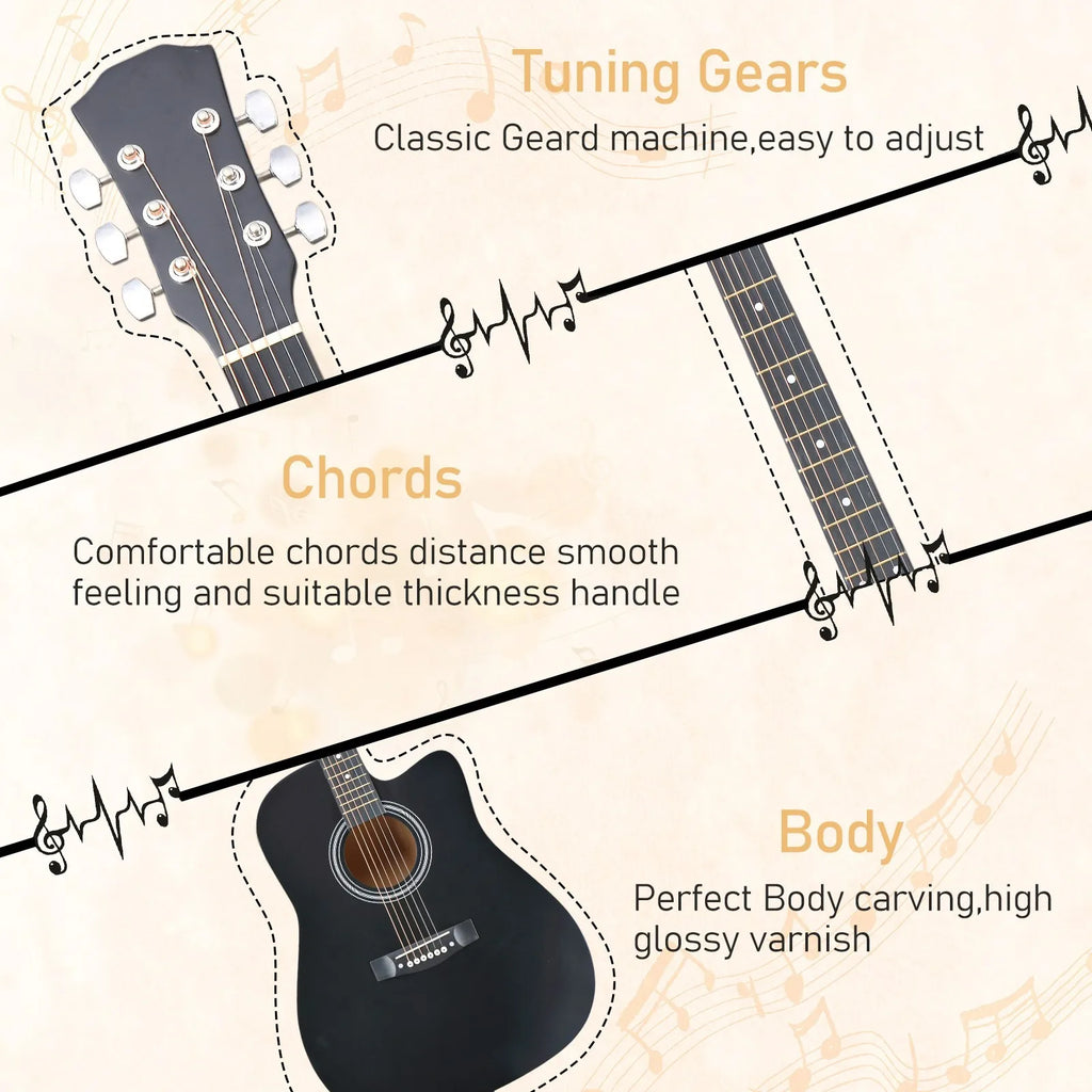 Paquete de guitarra acústica para principiantes de 41 pulgadas - Kit de iniciación