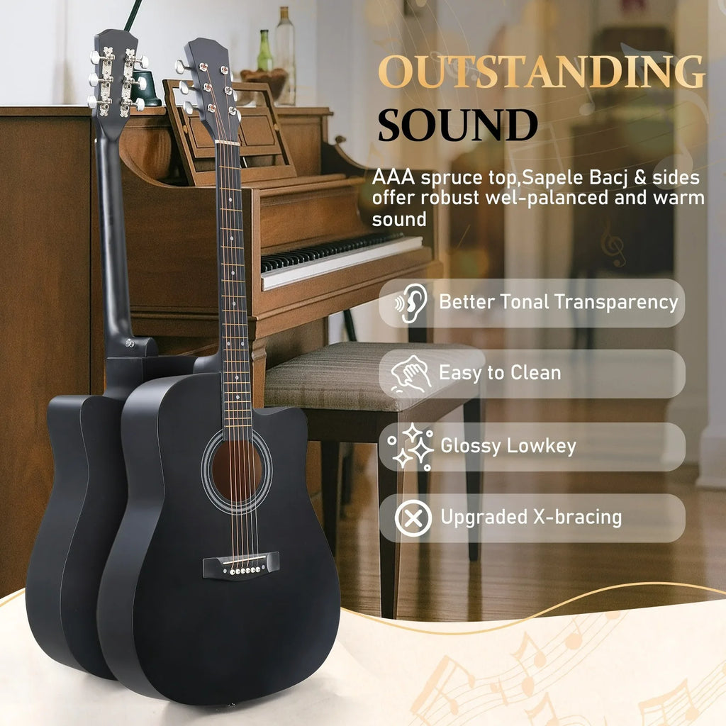 Paquete de guitarra acústica para principiantes de 41 pulgadas - Kit de iniciación