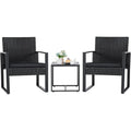 3 Pieces Outdoor Patio Wicker Furniture Set, Modern Rattan Chair Conversation Sets with Coffee Table for Yard and Bistro