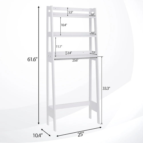 3 Tiers Over The Toilet Bathroom Storage Shelf, Freestanding Wooden Bathroom Organizer Rack with Shelves for Laundry