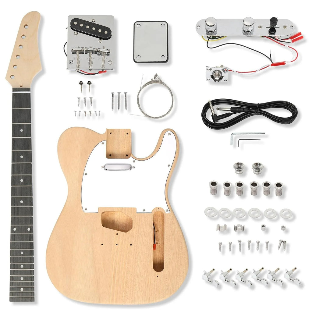 Kit de guitarra eléctrica DIY TL sin terminar Cuerpo de caoba Mástil de arce