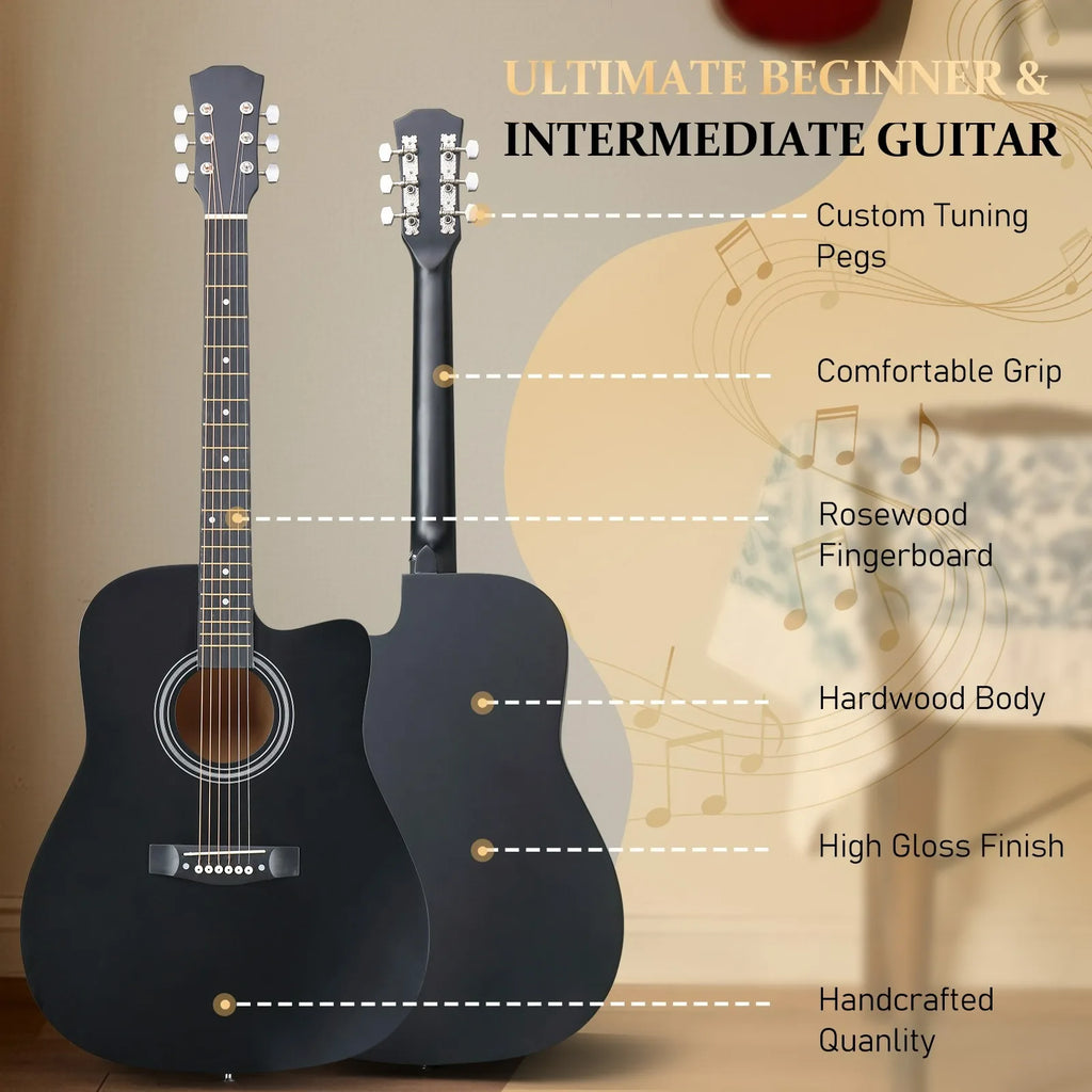 Paquete de guitarra acústica para principiantes de 41 pulgadas - Kit de iniciación