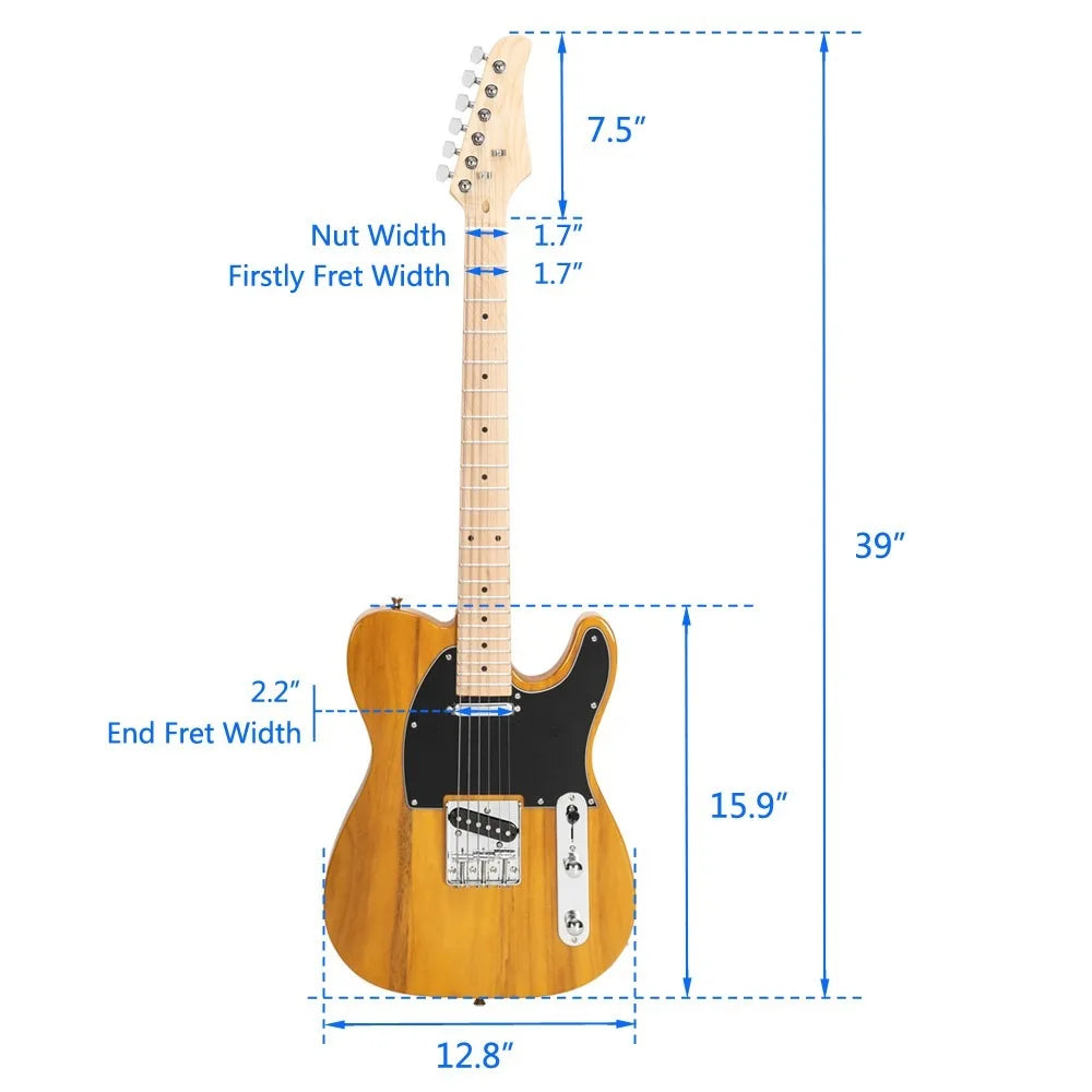 Guitarra eléctrica GTL Maple Fingerboard de 39" y 6 cuerdas con funda