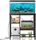 Soporte para pecera de 20-29-37 galones con estantes de almacenamiento ajustables de 3 niveles y toma de corriente, soporte para terrario, 30.7" largo x 13.7"