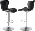 Adjustable Swivel Barstools Set of 2, Counter Height Bar Stools with Back, PU Leather Shell Back Tall Stools Set, Modern Ar
