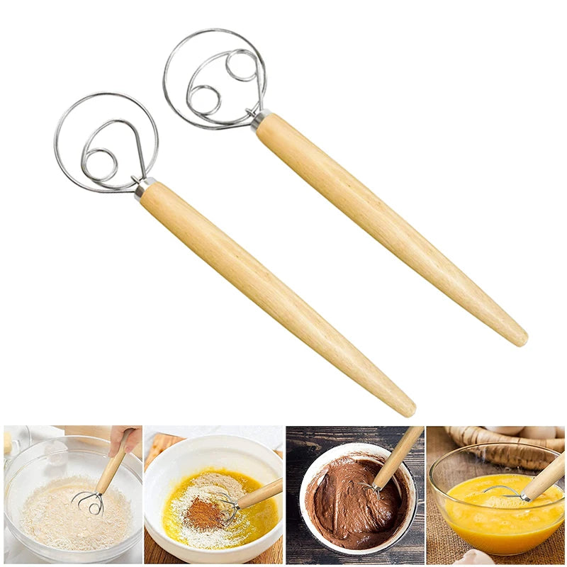 Batidor danés de mano grande para masa, mezclador de pan de acero inoxidable, batidor de huevos, herramientas de licuado para hornear en la cocina