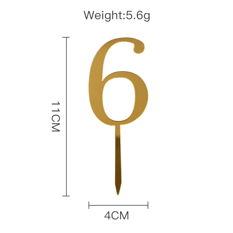 Sparkling 0-9 Number Happy Birthday Cake Topper Gold Acrylic Wedding Cake Topper Kids Birthday Party Cake decoration Baby shower