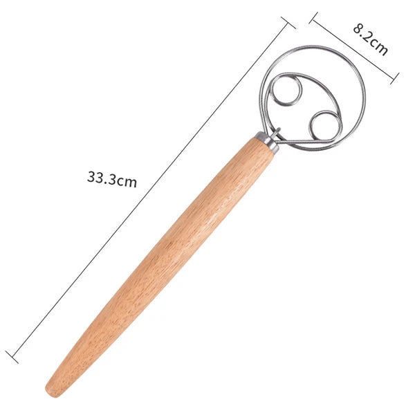 Batidor danés de mano grande para masa, mezclador de pan de acero inoxidable, batidor de huevos, herramientas de licuado para hornear en la cocina