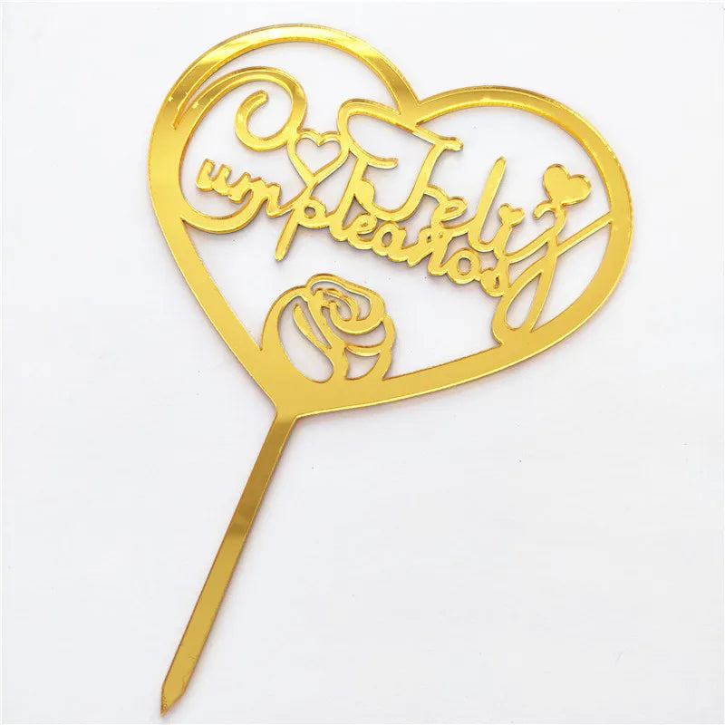 New Spanish Happy Birthday Cake Topper Gold Black Colored Acrylic Birthday Party Cake Toppers for Baby Shower Dessert Decoration