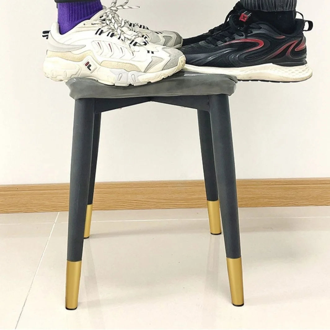 Modern Cushioned Stool for Dining Room, Living Room, Bedroom, and Office | with Golden Foot Cover, Criss-cross Construction Leg