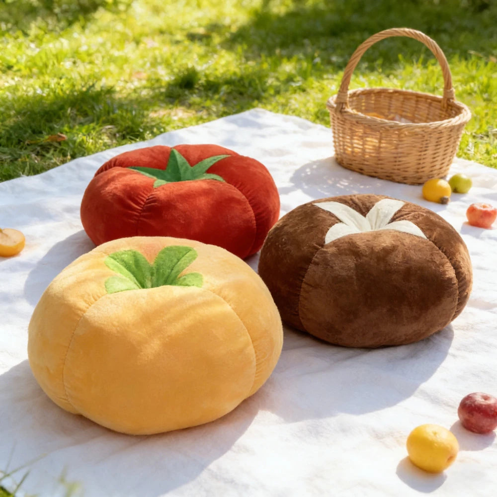 Cojín Engrosado con Almohada en Forma de Tomate, Cojín Redondo de Verduras, Champiñón, Caqui para Asiento de Ventana, Almohadas para Dormitorio