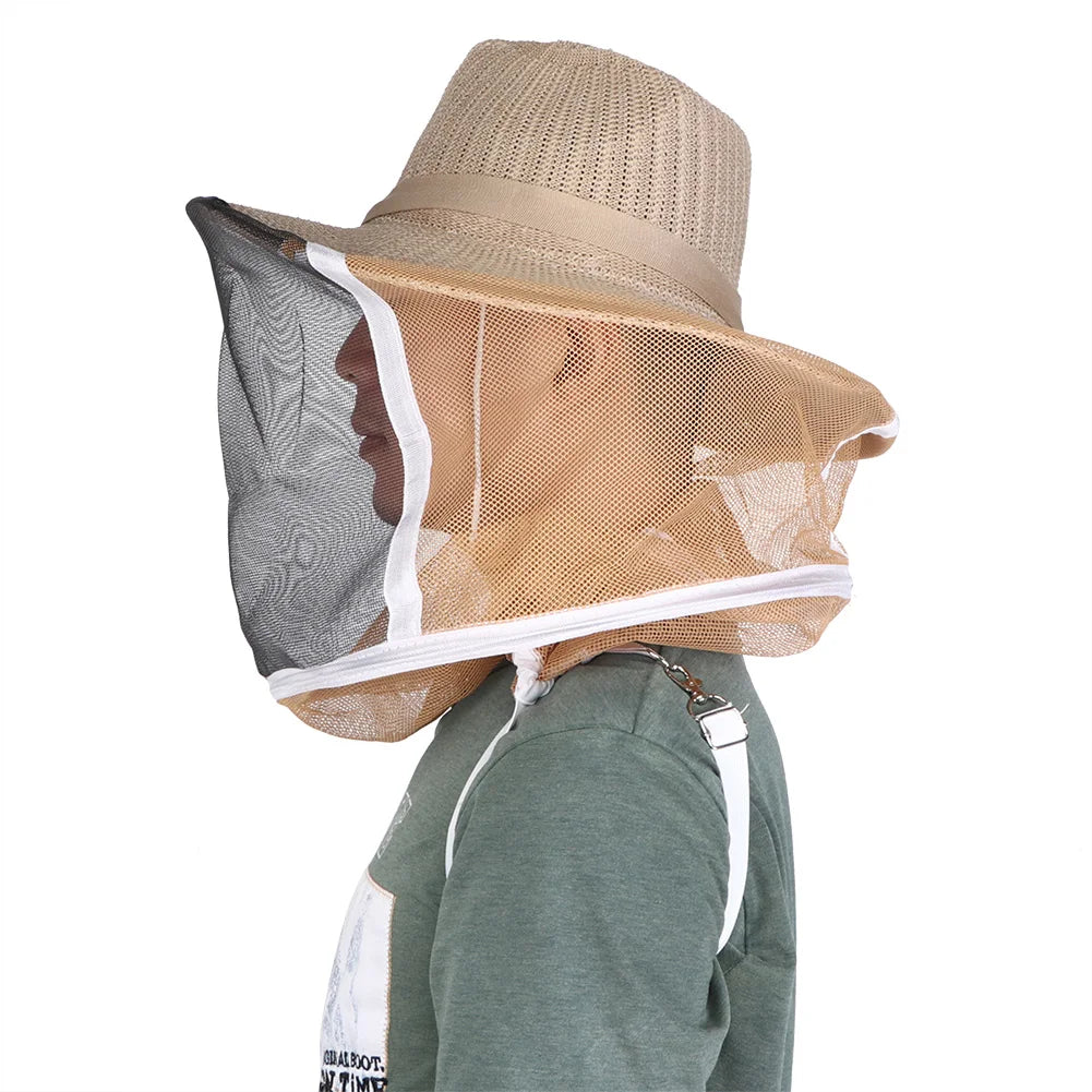 Sombrero de vaquero para apicultor, velo de apicultura al aire libre, sombrero de vaquero para apicultor transpirable, velo de apicultura ignífugo, protector de cabeza y cara