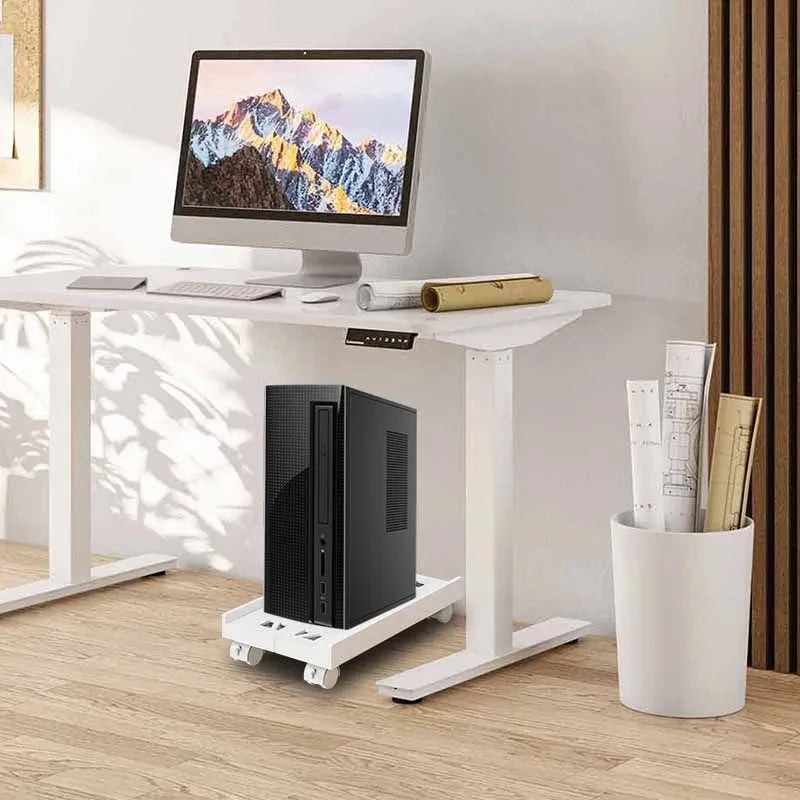 Soporte de torre de computadora ventilado, soporte de torre de PC con 4 ruedas giratorias, se adapta a la mayoría de PC, soporte de CPU debajo del escritorio, carrito de piso para PC, elevador de PC