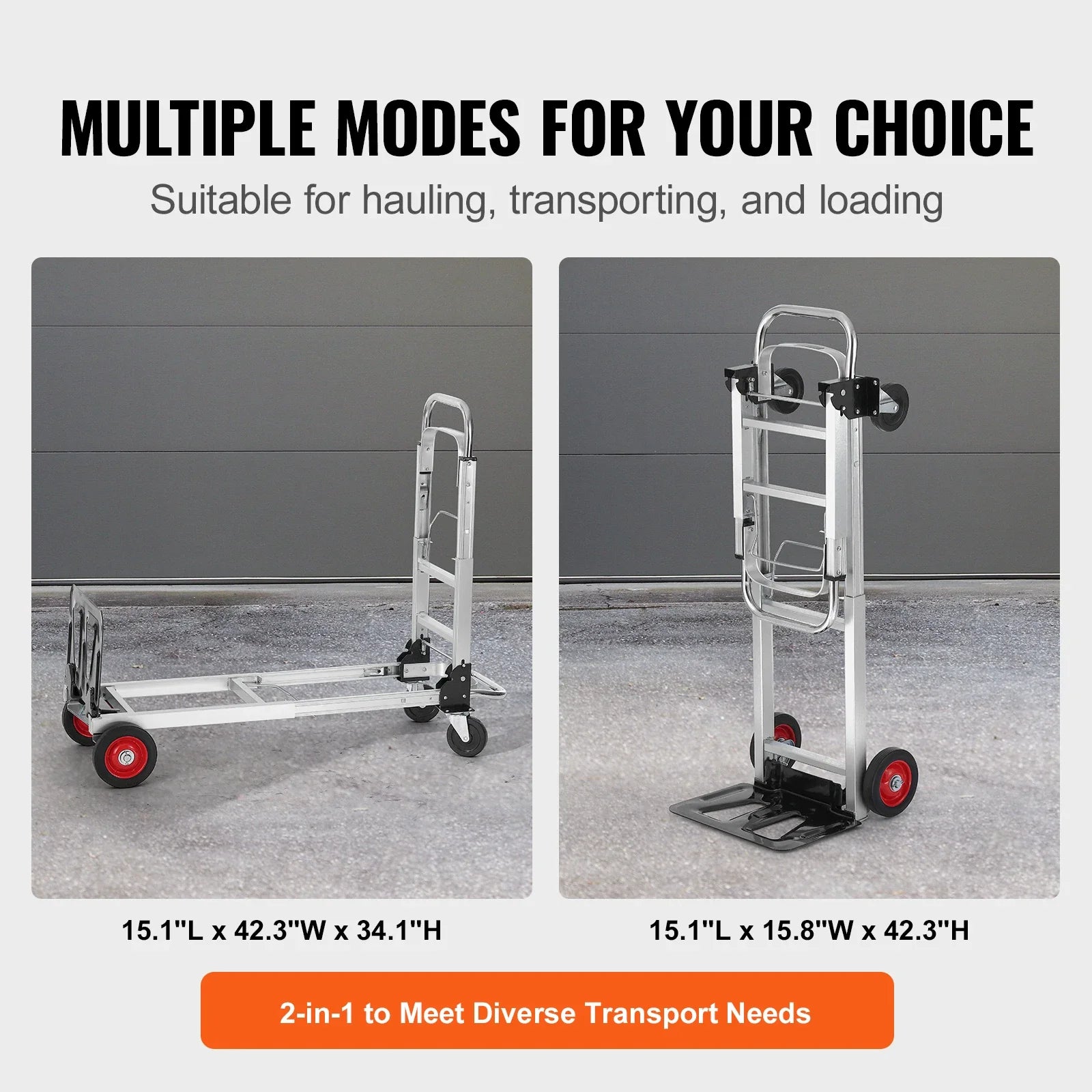 Folding Moving Cart with Wheels, Portable Lightweight Hand Truck Dolly for Warehouse, Transport & Home