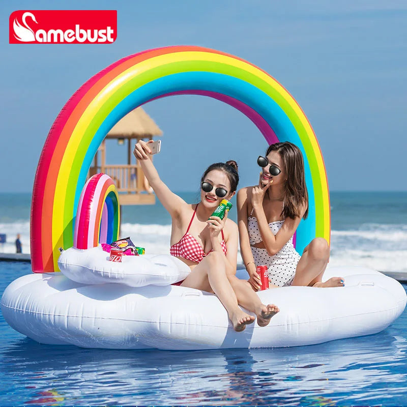 Camebust Boya Inflable de Agua Arcoíris, Flotador de Piscina de Arcoíris Flotante para Decoración de Fiestas