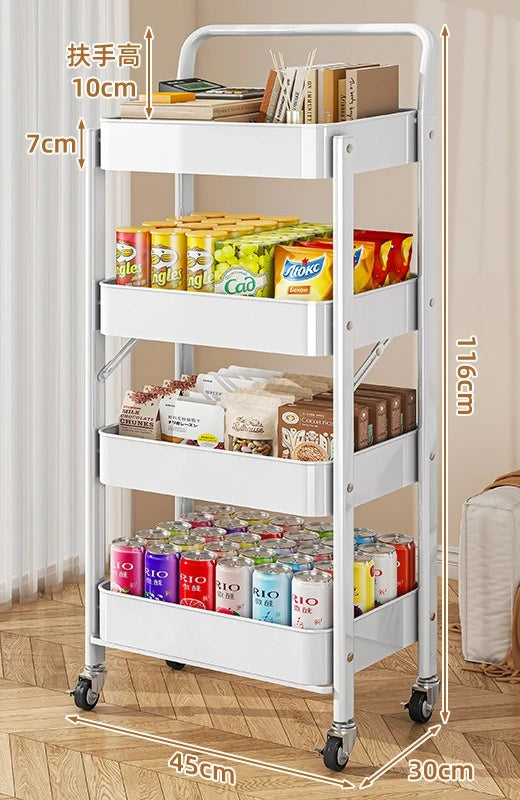 Carro organizador plegable de varios niveles con ruedas para cocina, hogar, dormitorio, libros, refrigerios, carrito de almacenamiento portátil con ruedas, muebles