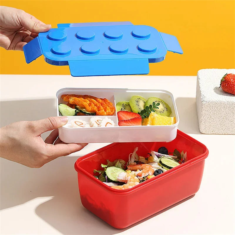 Fiambrera de bloques de construcción creativa PP de grado alimenticio, caja Bento para ensalada de frutas, pícnic, estudiantes, escuela, oficina, horno microondas