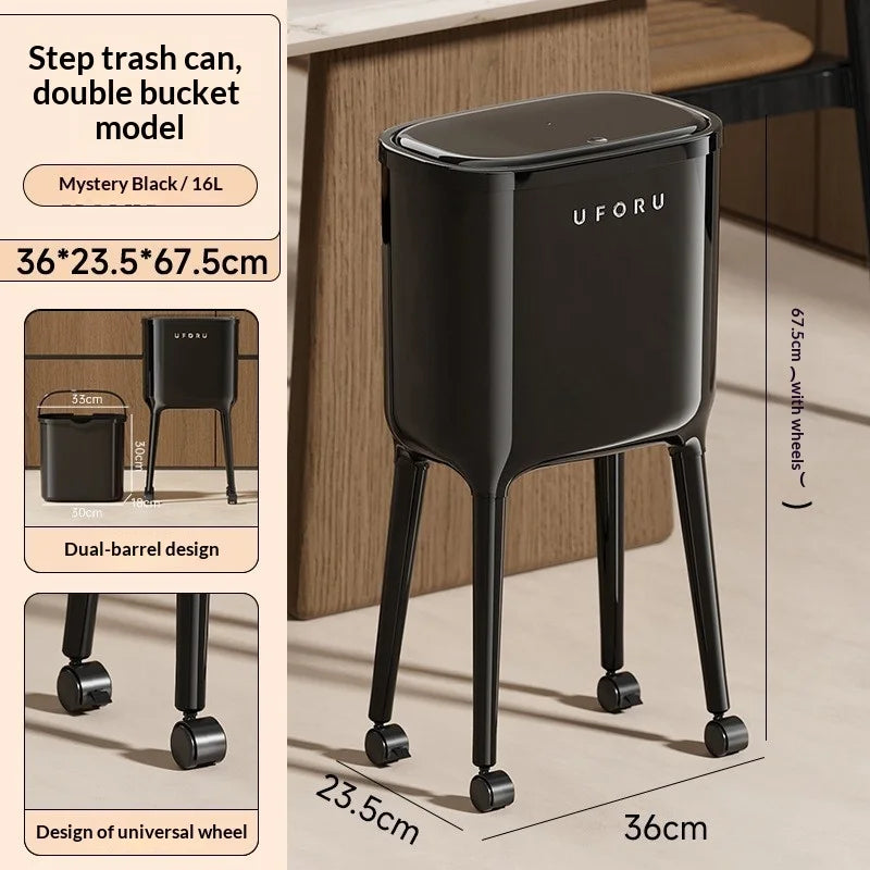 Cubos de basura - Bote de basura con pedal y tapa, gran capacidad, para cocina, baño, sala de estar, cierre suave, para el hogar