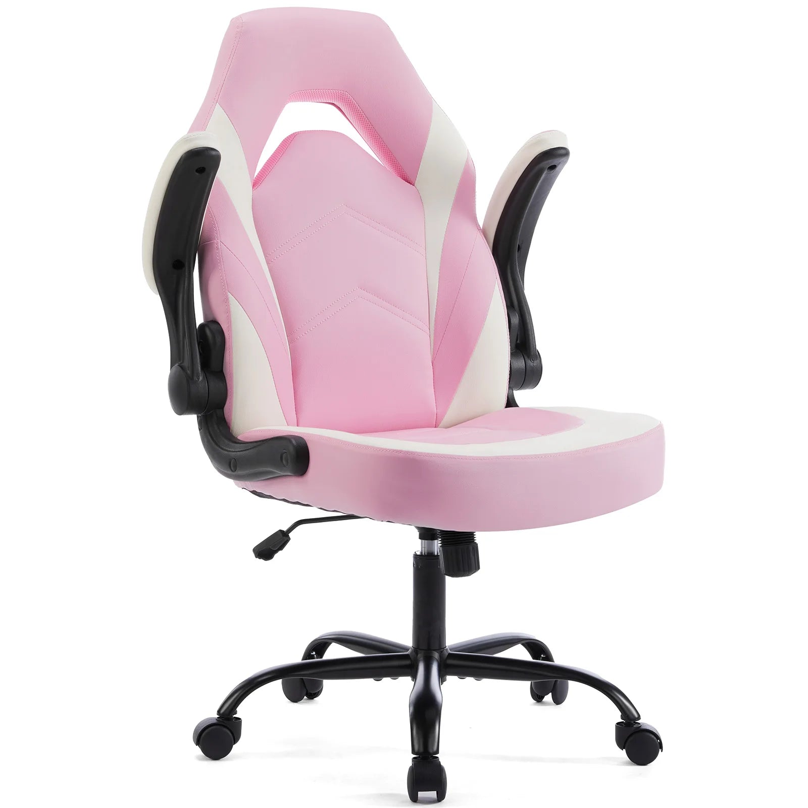 JHK Silla de escritorio ergonómica para oficina, ordenador, hogar, juegos, ajustable, de cuero PU, estilo de carreras, con reposabrazos abatible para muebles de Navidad